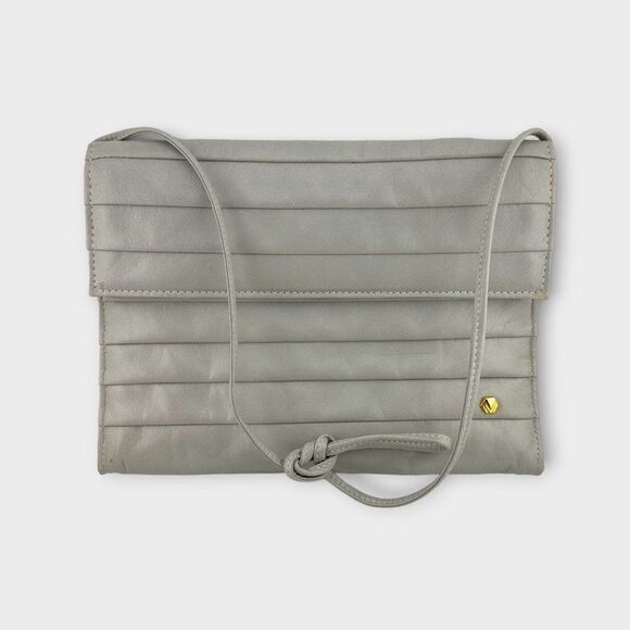 Mary Ann Rosenfeld Crossbody Bag Gray Gold-Tone Accent 10 1/2" - Picture 1 of 9